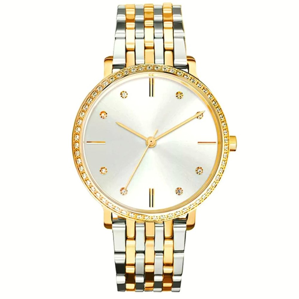 [NEW] Macy's Women's Two-Tone Bracelet Wrist Watch Gold Silver Crystals  (36mm)